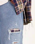 PANTALON EN JEAN PLAID DESTROY