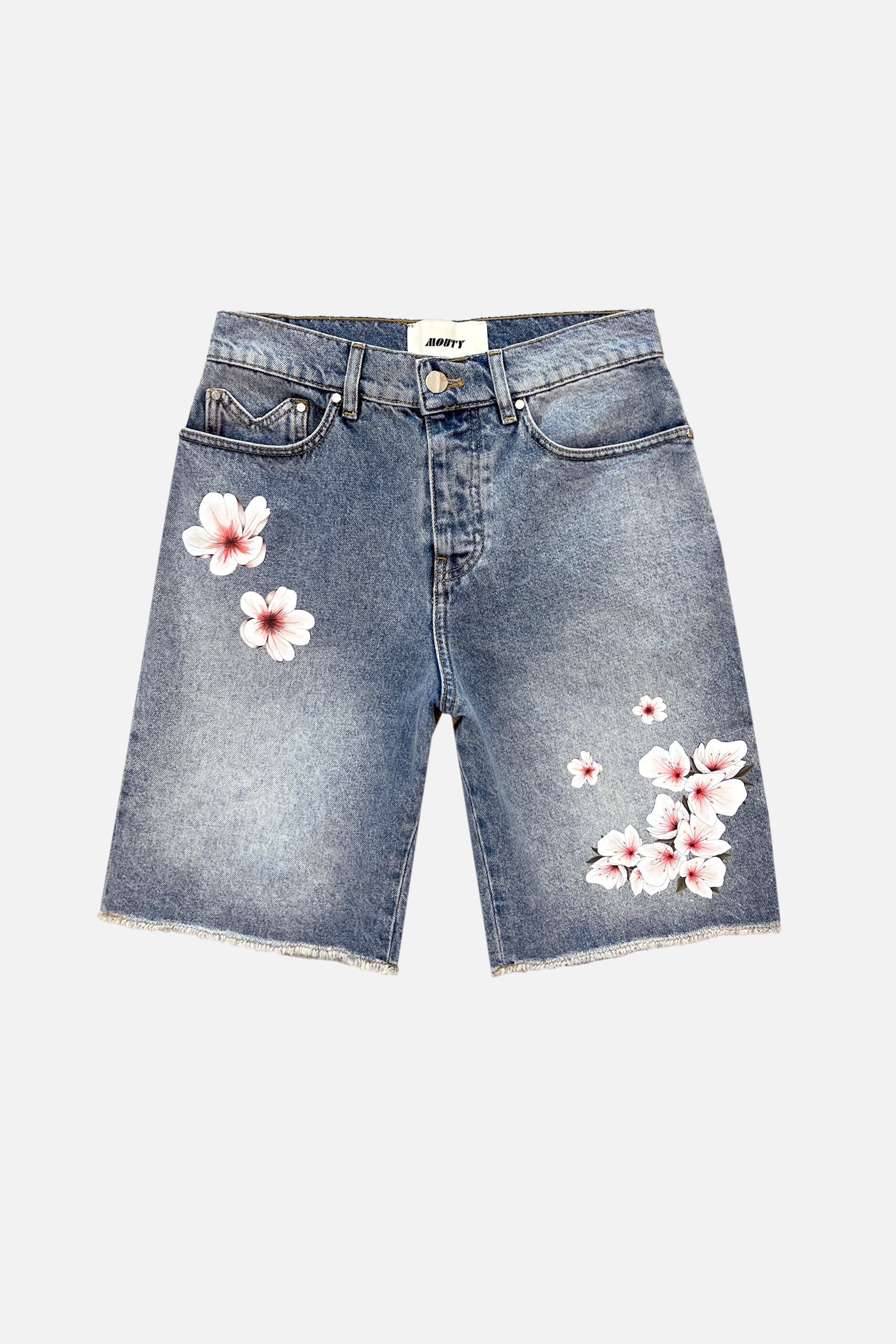 SHORT DENIM À FLEURS